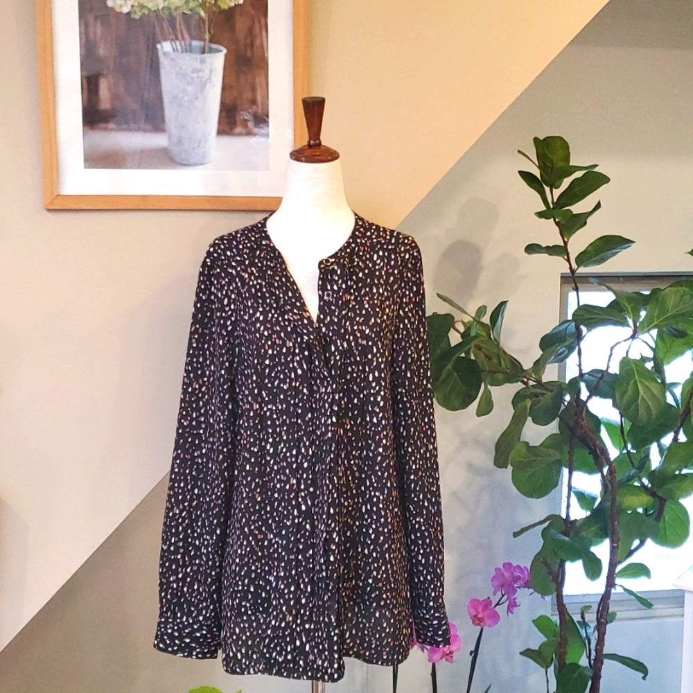 DKNY Confetti Print Button Down Shirt Size L